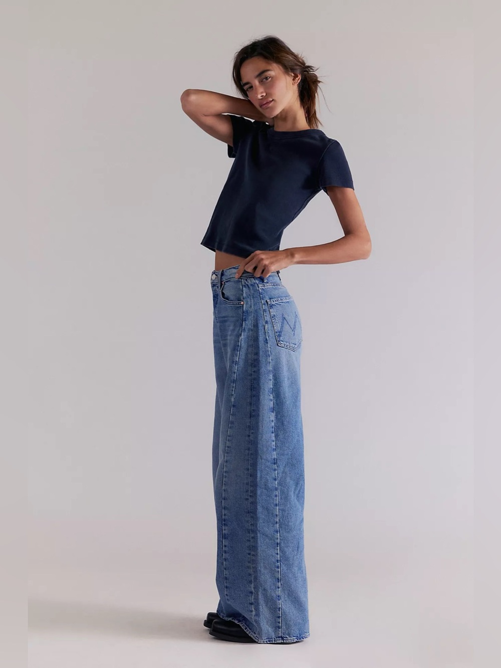 MOTHER The Pipe Dream Button Sneak High Rise Jeans in Leap At The Chance - Picture 11 of 16